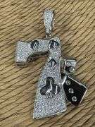 Rhodium Plated 925 Sterling Silver CZ Lucky 7 Hip Hop Pendant