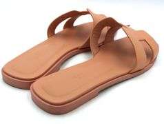 Hermes orange Joey Epsom calfskin oran sandals