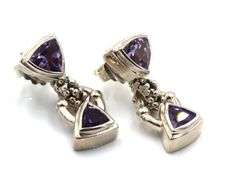 Micheal Dawkins sterling silver purple amethyst swivel dangle earrings