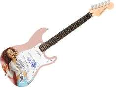Lindsay Lohan Autographed Signed 1/1 Custom Graphics Photo Guitar ACOA PSA