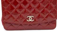 Chanel red patent leather mini single flap handbag