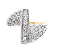 Interesting Fan Style 14K YG Diamond Cluster