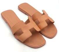 Hermes orange Joey Epsom calfskin oran sandals