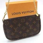 Louis Vuitton Pouchette Accessories Shoulder Bag W/Long Leather Strap & Box
