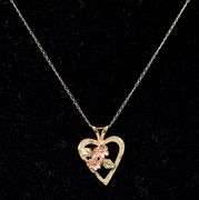 Loving Heart and Rose Pendant Necklace in 10k Yellow Gold
