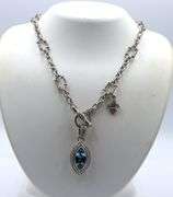 Judith Ripka 925 sterling silver blue topaz pendant on chain