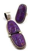 Set of 925 sterling silver signed purple stone pendant and ring