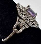 Amethyst and CZ Gemstone Ring in Sterling Silver