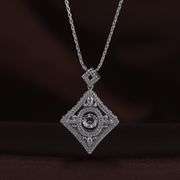 Beautiful Large solid sterling silver with center dancing stone pendant