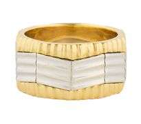 Wave Style Sculpted Two Tone Band Ring in 18K and Platinum