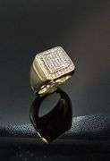 Men's 14 Kt Gold Plate 8.25 Cttw. Lab Simulated Diamond Ring.