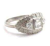 Vintage Platinum & Diamond Princess Style Ring