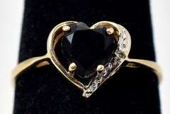 Loving 10K Yellow Gold Black Spinel and Diamond Ring