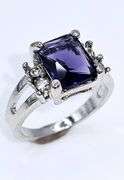 Dazzling 4.25 Ct Deep Purple Lab Simulated Sapphire Diamond Ring