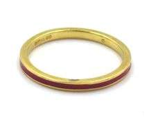 Sweet 18K YG and Pink Coral Stackable Band