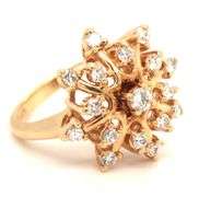 Nice Estate 14K YG Snowflake Style Diamond Cluster