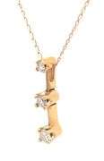 Nice 14K YG 3 Diamond Pendant on a Necklace