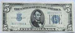 1934 CU $5 Silver Certificate.