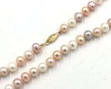 Multi color fresh water pearl stand necklace