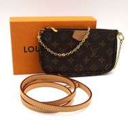 Louis Vuitton Pouchette Accessories Shoulder Bag W/Long Leather Strap & Box