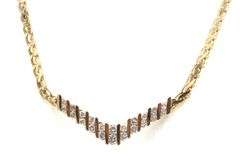 14kt Yellow gold diamond fancy link chevron necklace