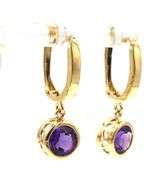 14kt Yellow gold bezel set amethyst dangle earrings