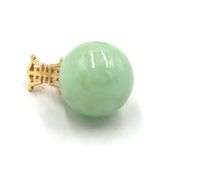Lot of 14kt yellow gold green jade pendants