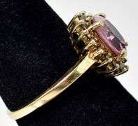 Beautiful 14K Yellow Gold Pink Topaz and Diamond Ring