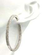 14kt White gold 2.80ctw pave diamond in out hoop earrings