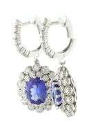 5.50ctw Oval Tanzanite and 3.50ctw Diamond Double Frame Drop Earrings