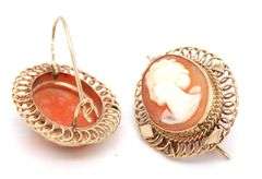 14kt Yellow gold Cameo dangle earrings