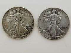 Lot of (2) 1942 Walking Liberty Half Dollars