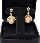 10kt Yellow gold cameo dangle earrings