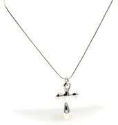 925 Sterling silver RLM signed cross pendant on snake chain necklace