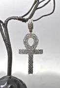 Diamond-Covered 14K White Gold  Ankh Pendant
