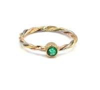 Cartier Emerald twisted 18kt tri color gold stackable ring