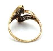 10kt Yellow gold diamond cross over ring