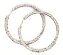 14kt White gold 2.80ctw pave diamond in out hoop earrings