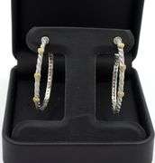 Judith Ripka 2  tone hoop earrings