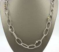 Judith Ripka 2 tone oval link chain necklace