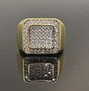 Men's 14 Kt Gold Plate 8.25 Cttw. Lab Simulated Diamond Ring.