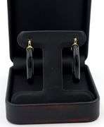 14kt Yellow gold black onyx hoop earrings
