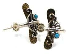 Carolyn Pollack sterling silver brass gemstone earrings