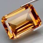 Impressive 17.46ct richly colored emerald cut Citrine! Untreated!