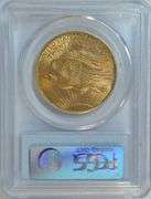1908 No Motto St. Gaudens $20 Gold Piece. PCGS MS62+