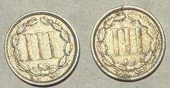 1865 &1868 3 Cent Nickels