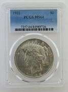 1922 Silver Peace Dollar, PCGS MS64