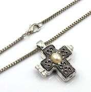 925 Sterling silver cross locket pendant on box chain necklace
