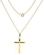 18kt Yellow gold cross pendant on chain necklace
