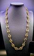 Stunning 64.7 Gram 14K Tri-Layered Yellow Gold Plate Unison Link Chain Necklace